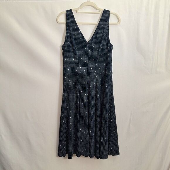 Ann Taylor Womens Sleeveless Dress Navy Polka Dot Classic A Line Retro Size 10 - Picture 9 of 12